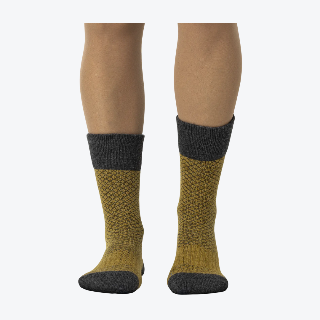 Funqwear Wide+ Hiking High Crew Ullstrumpor Unisex Ochra