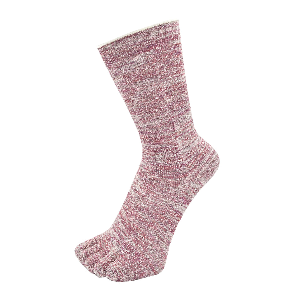 MERINO BOUCLE SOCKS CREW 5 TOE Vinröd