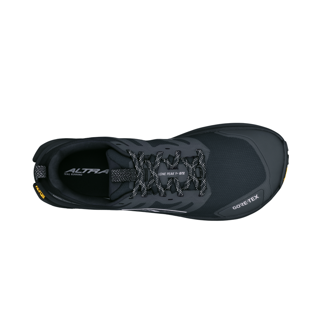 Altra Lone Peak 9+ Gtx Herr Black trailsko, närbild på tåboxen