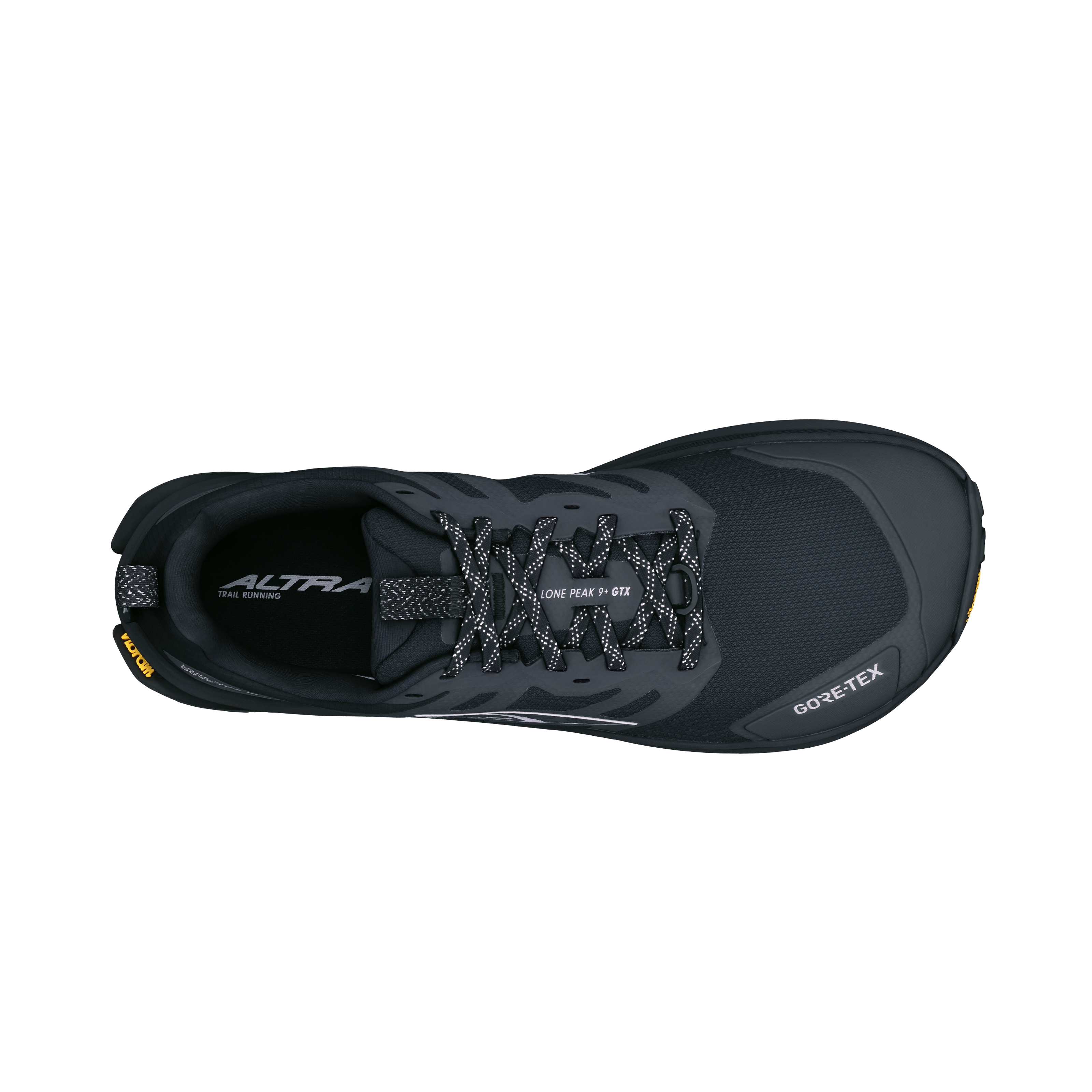 Altra Lone Peak 9+ Gtx Herr Black trailsko, närbild på tåboxen