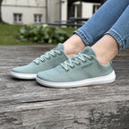 Skinners Globetrotter Ii Unisex Mist Green sneaker, närbild på tåboxen