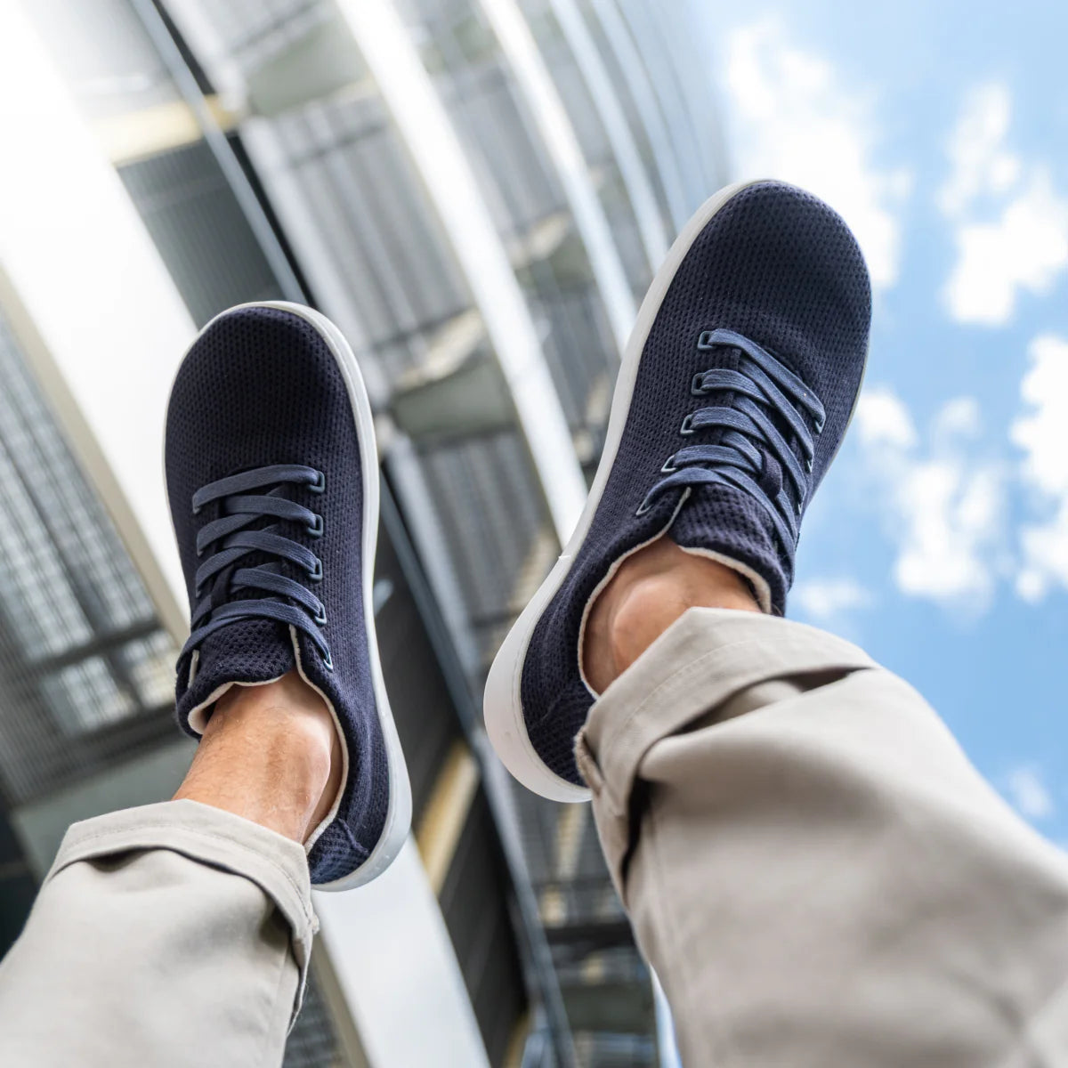 Skinners Globetrotter Ii Unisex Navy Blue sneaker, närbild på tåboxen
