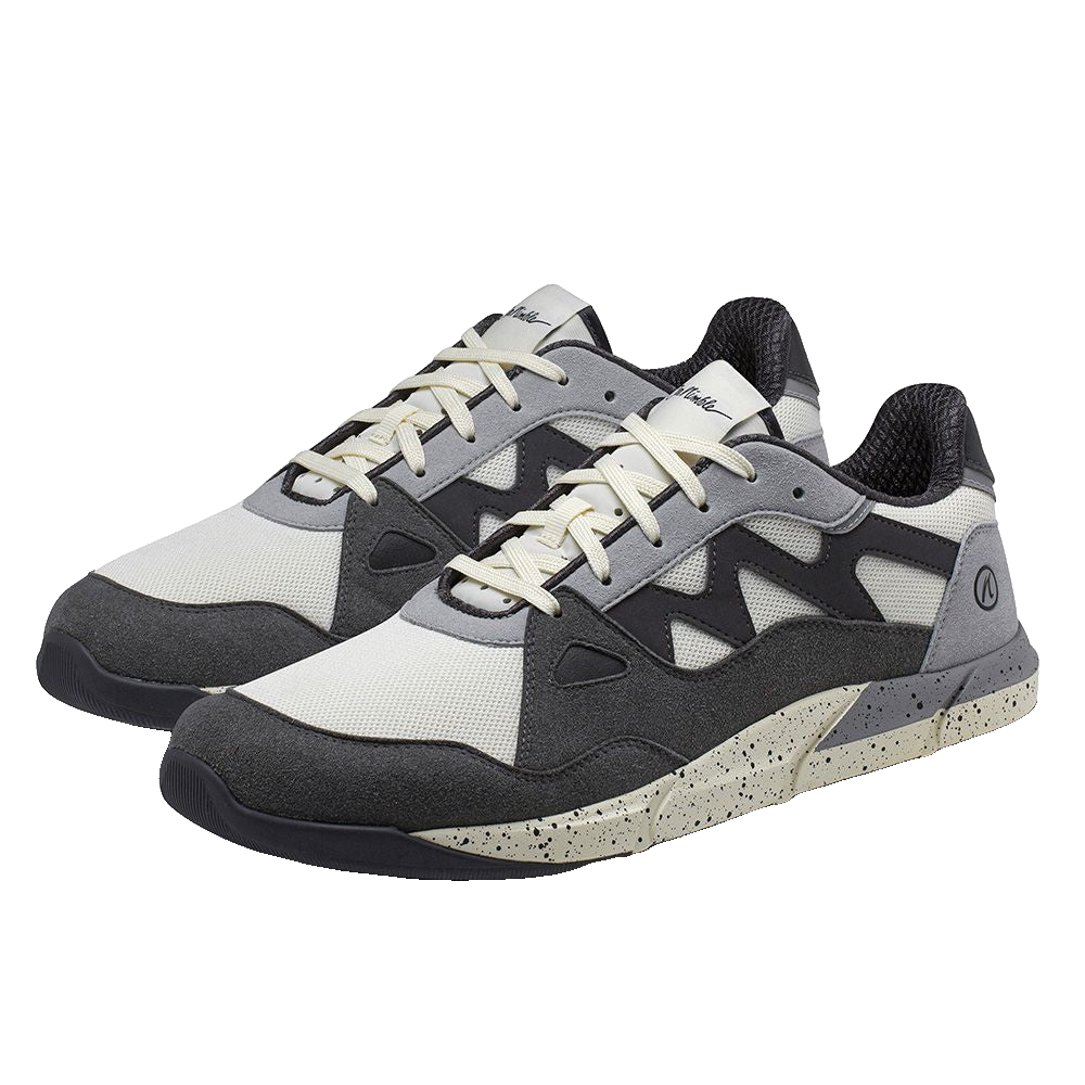 Joe Nimble Sneaker Addict – barfotasko för herr i grå, svart och offwhite med bred tåbox, flexibel yttersula och sportig design.