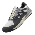 Joe Nimble Sneaker Addict – barfotasko för dam i grå, svart och offwhite med bred tåbox, flexibel yttersula och sportig design.