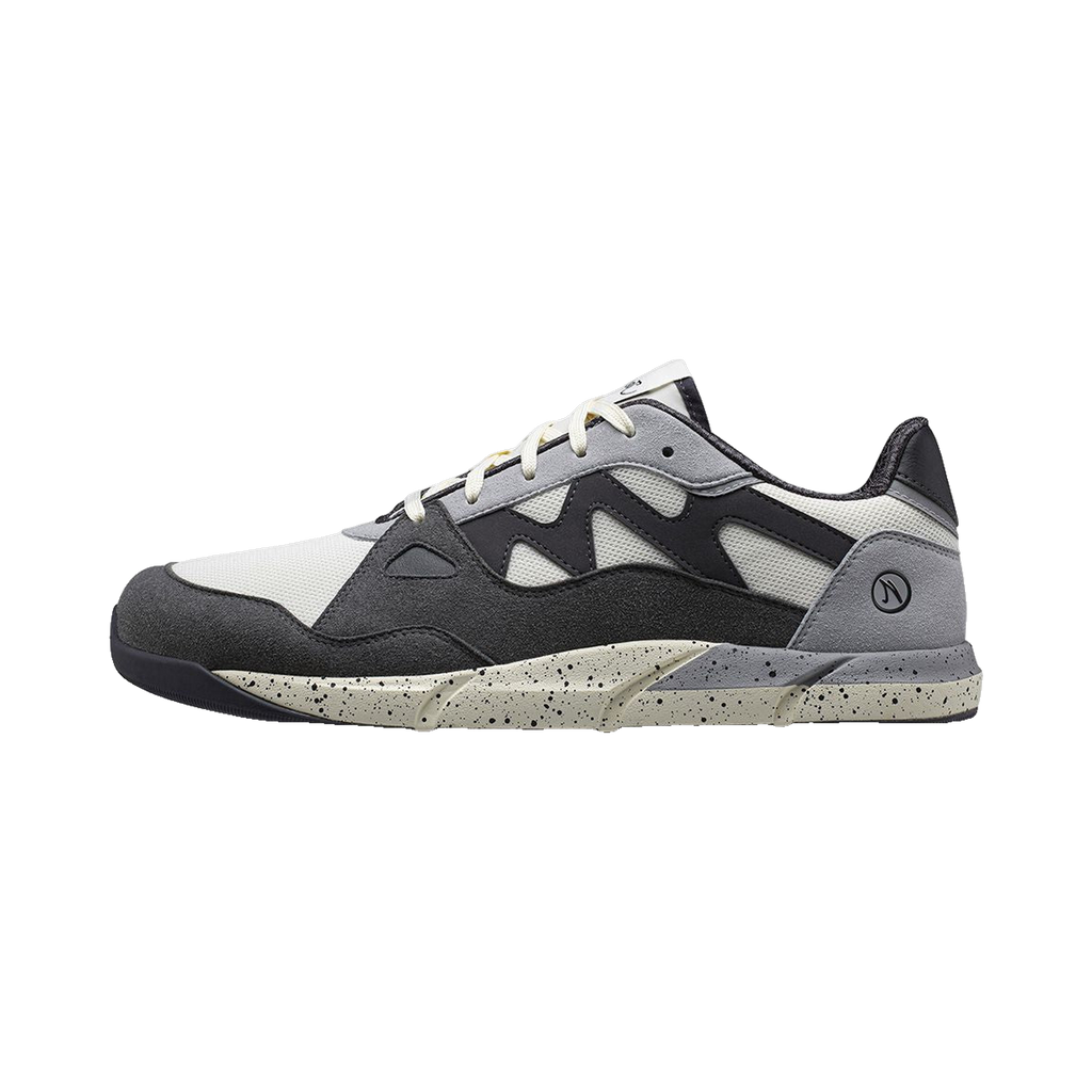 Joe Nimble Sneaker Addict – barfotasko för dam i grå, svart och offwhite med bred tåbox, flexibel yttersula och sportig design. Optimal för naturlig rörelse och vardagskomfort.