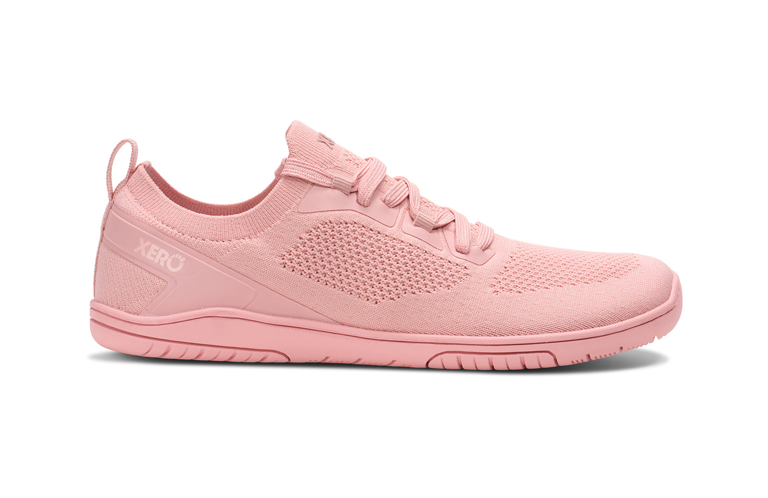 Xero Shoes Nexus Knit Pink Sand – barfotasko i stickad rosa mesh med flexibel sula, bred tåbox och noll drop för naturlig komfort och rörelsefrihet.