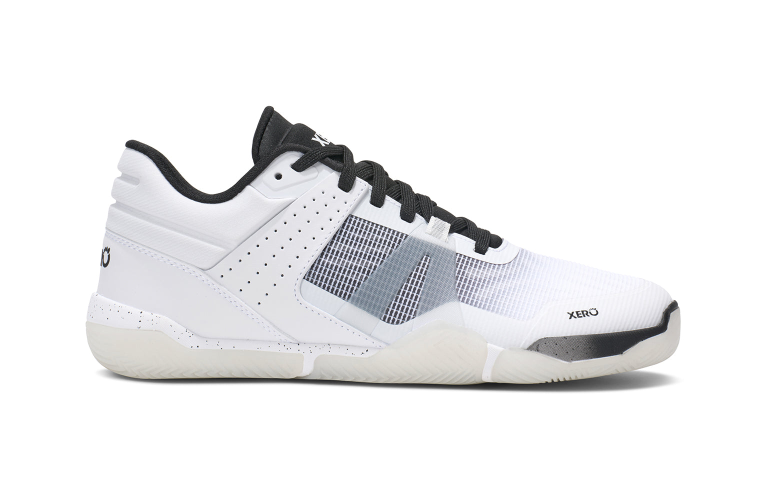 Xero Shoes X1 Low herrsko i vitt – minimalistisk barfotasko med noll drop, bred tåbox och lätt, flexibel konstruktion för naturlig löpning och vardagsbruk.