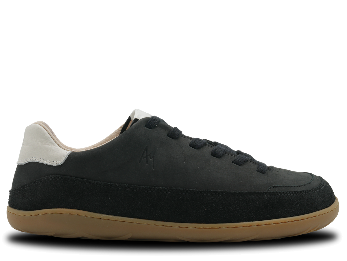 Aylla Ruraq Herr Black – svart barfotasneaker i nubuck och mocka, yttersida