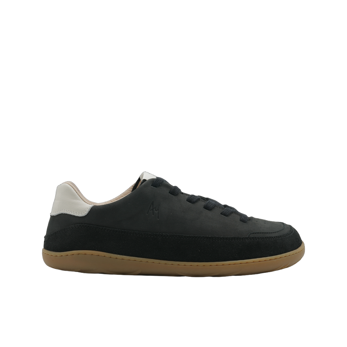Aylla Ruraq Herr Black – svart barfotasneaker i nubuck och mocka, yttersida