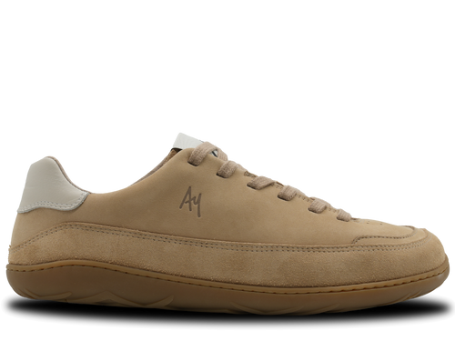 Aylla Ruraq Herr Sand – sandfärgad barfotasneaker i nubuck och mocka, yttersida