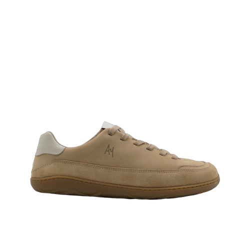 Aylla Ruraq Herr Sand – sandfärgad barfotasneaker i nubuck och mocka, yttersida