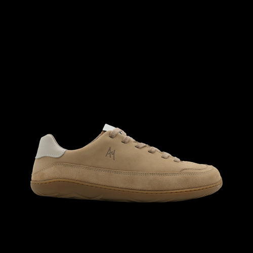 Aylla Ruraq Herr Sand – sandfärgad barfotasneaker i nubuck och mocka, yttersida