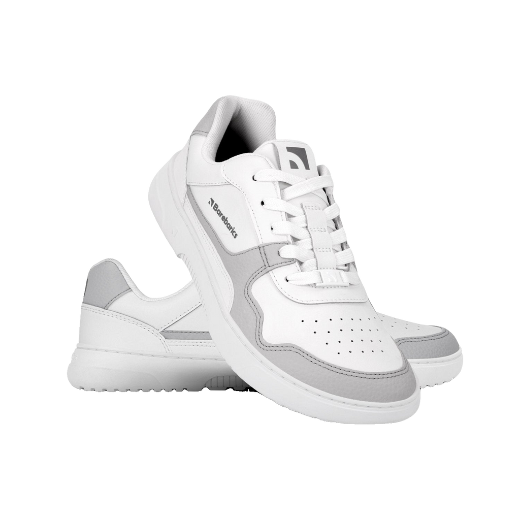 Barebarics Zing Läder Unisex Vit/Grå sneaker, närbild på tåboxen
