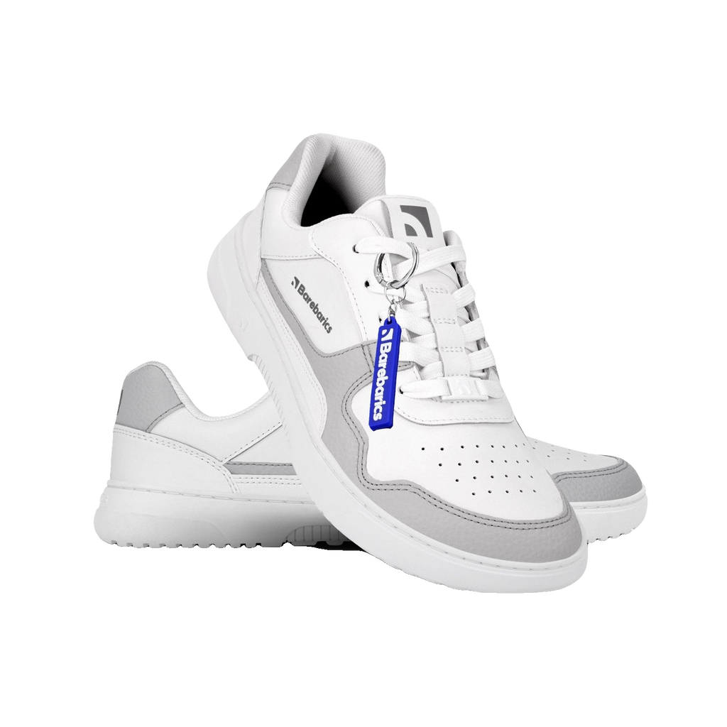 Barebarics Zing Läder Unisex Vit/Grå sneaker, bakifrån