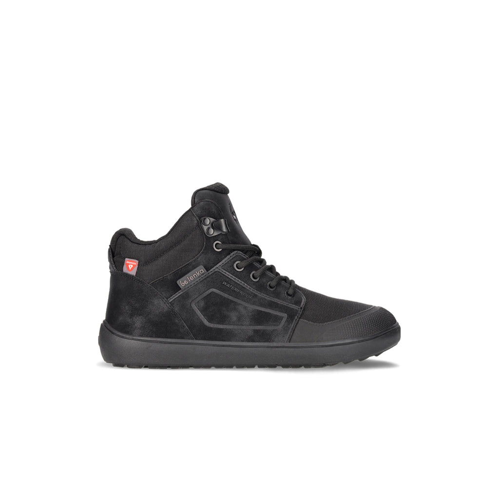 Be Lenka Arctic Edge All Black – vattentät barfota-vinterkänga med PrimaLoft, sidovy