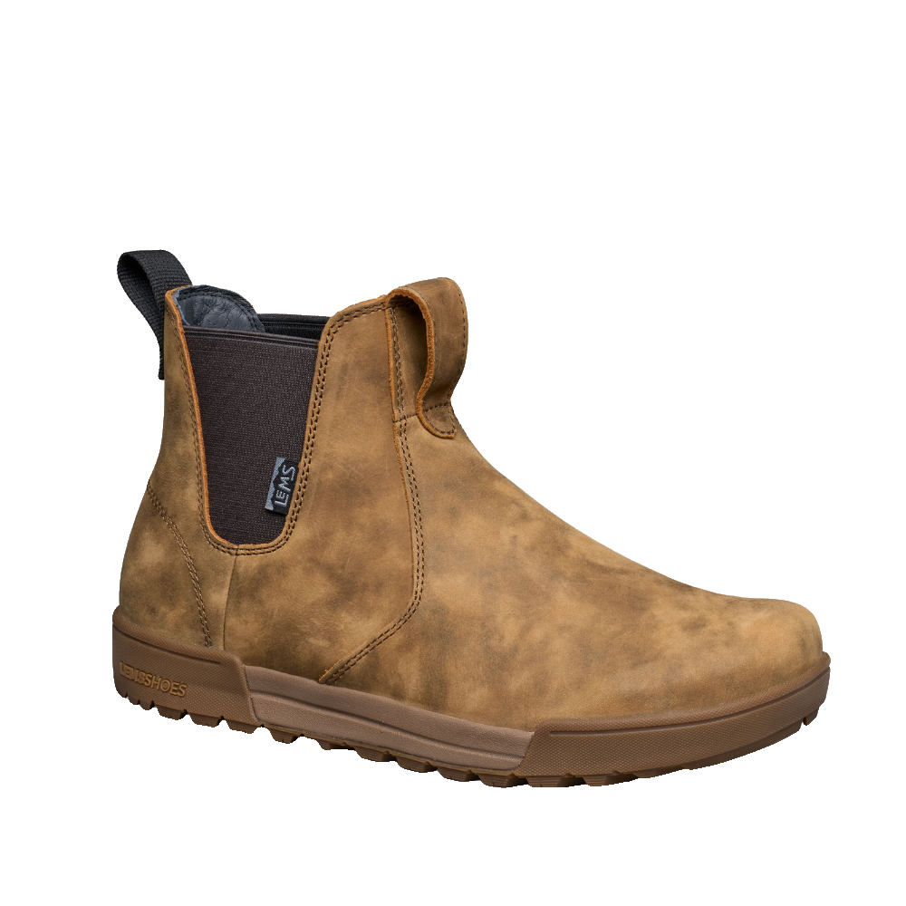 Lems Shoes Chelsea Tuff Unisex Rustic chelseaboots, sedd snett framifrån