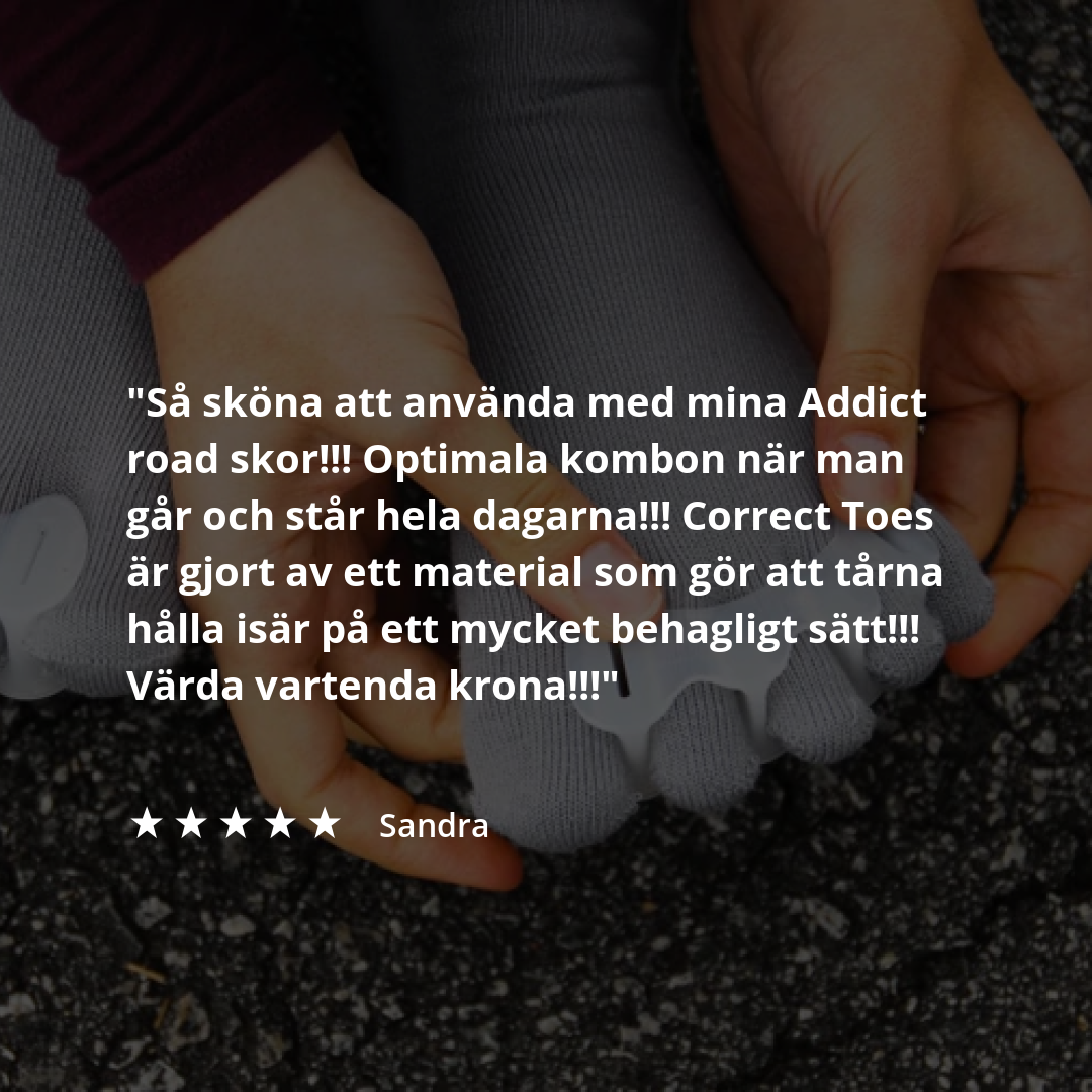 använd correcttoes tåseparerare i skor för störst effekt mot fotproblem som mortons neurom och hallux valgus