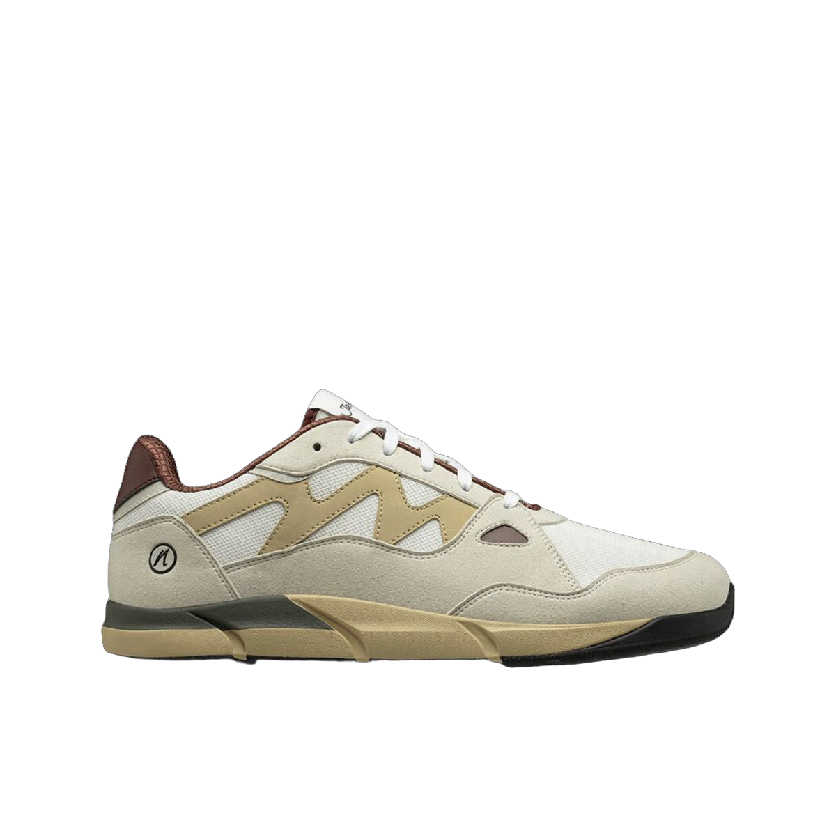 Joe Nimble Sneaker Addict barfotasko i svart, brun och sandfärgad kombination. Bred tåbox, andningsbar ovandel i mesh och lågprofilsdesign för naturlig fotrörelse.