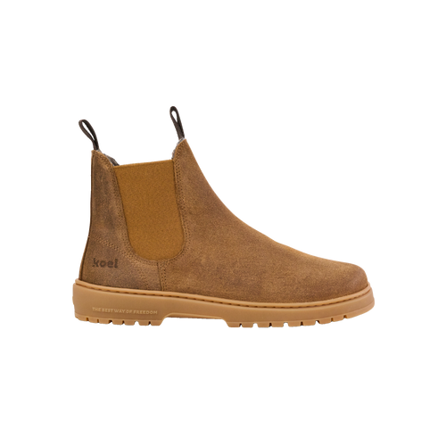 Koel Gavien Suede Felt Dam Cognac – filtfodrad barfota-chelseaboot i cognacfärgad mocka, sidovy