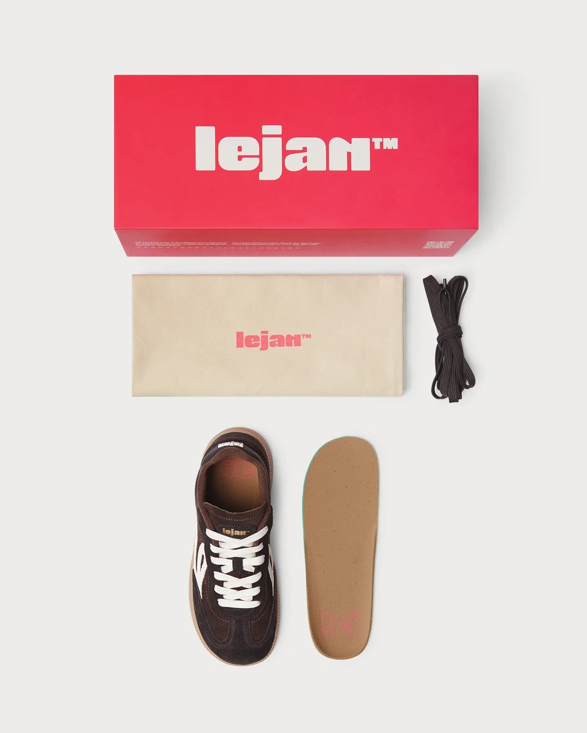 Lejan One Unisex Chocolate med kartong, skopåse och extra skosnören