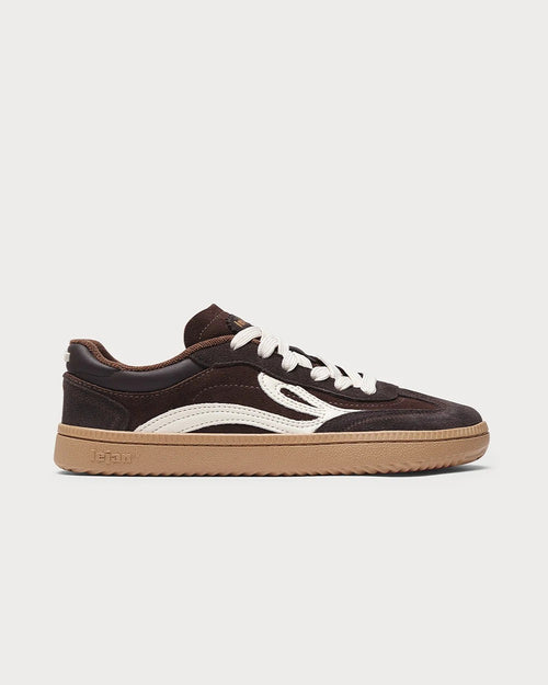Lejan One Unisex Chocolate – barfotasneaker i chokladbrun mocka och nylon med bred tåbox, sidovy