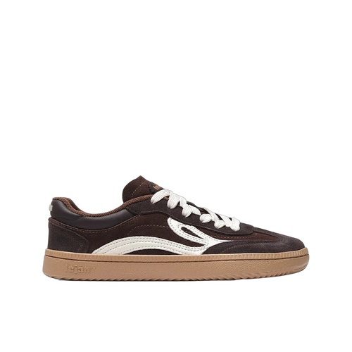 Lejan One Unisex Chocolate – barfotasneaker i chokladbrun mocka och nylon med bred tåbox, sidovy