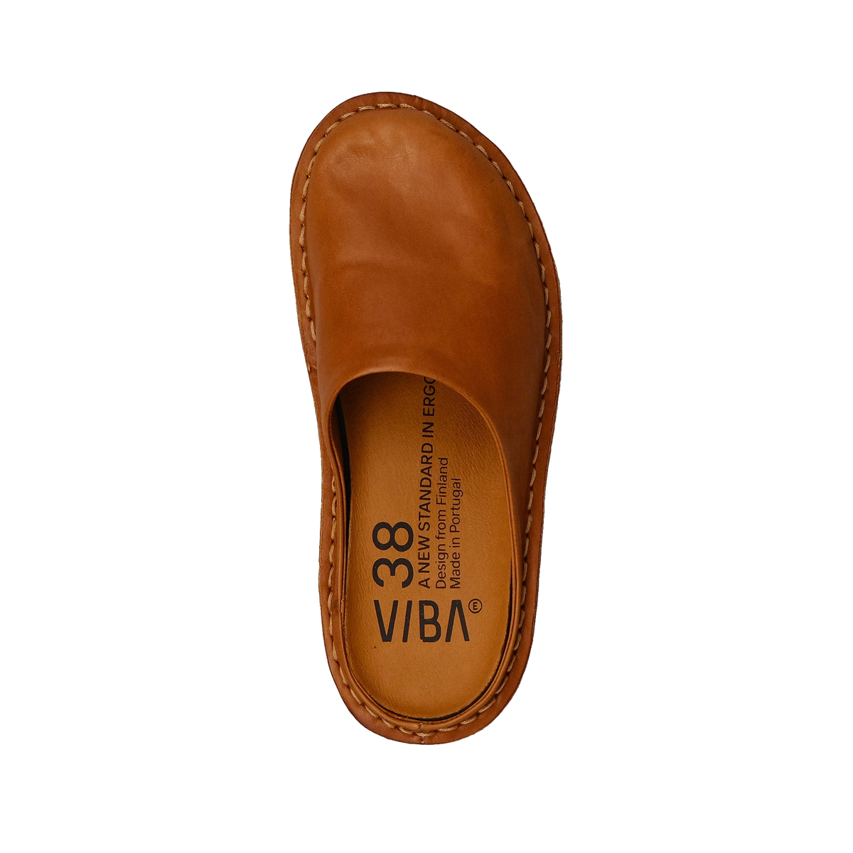 Vibae Roma Leather Unisex Cognac Brown sko, ovanifrån