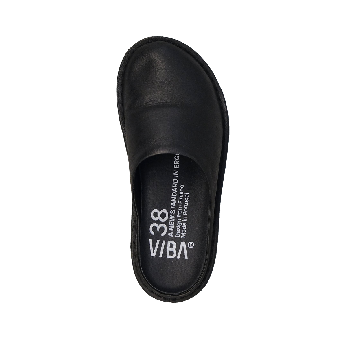 Vibae Roma Leather Unisex Preto Black sko, ovanifrån