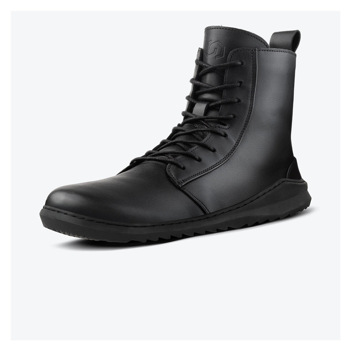 Skinners Astra II Dam Black – barfotaboot i svart läder, framvy