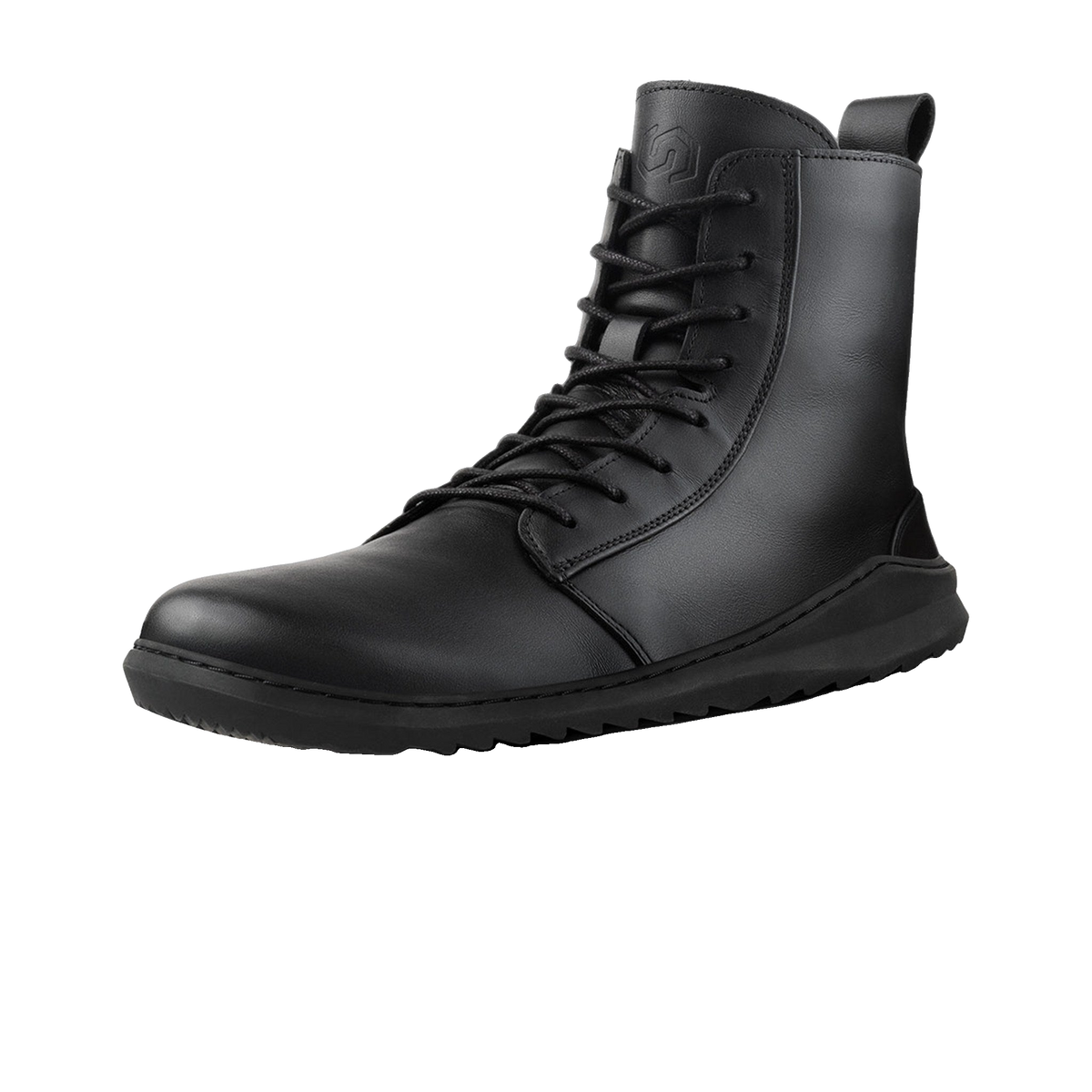 Skinners Astra II Dam Black – barfotaboot i svart läder, framvy