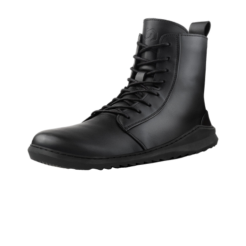 Skinners Astra II Dam Black – barfotaboot i svart läder, framvy