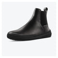Skinners Chelsea Black – chelseaboot i svart läder på barfotaläst, framvy