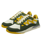 Joe Nimble Addict barfotasko för herr i grön, gul och vit färgkombination. Låg sneaker med bred tåbox, ventilerande ovandel och dämpad sula i stänkmönstrad grå-beige. Designad för naturlig rörelse och optimal komfort vid vardagsanvändning.